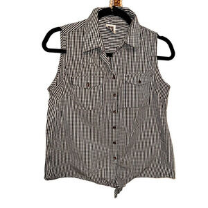 Anne Klein Gingham Printed Vest Style Top - Size Small